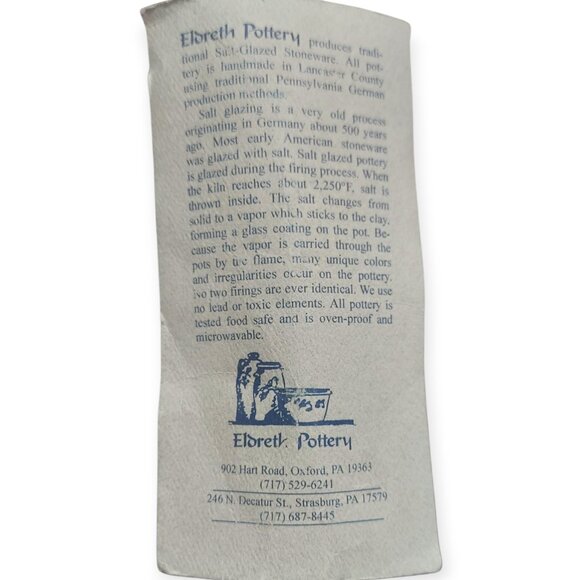 1998 Eldreth Pottery Signed Santa Checking His List Salt Glazed Cobalt Blue Gray - Picture 12 of 14